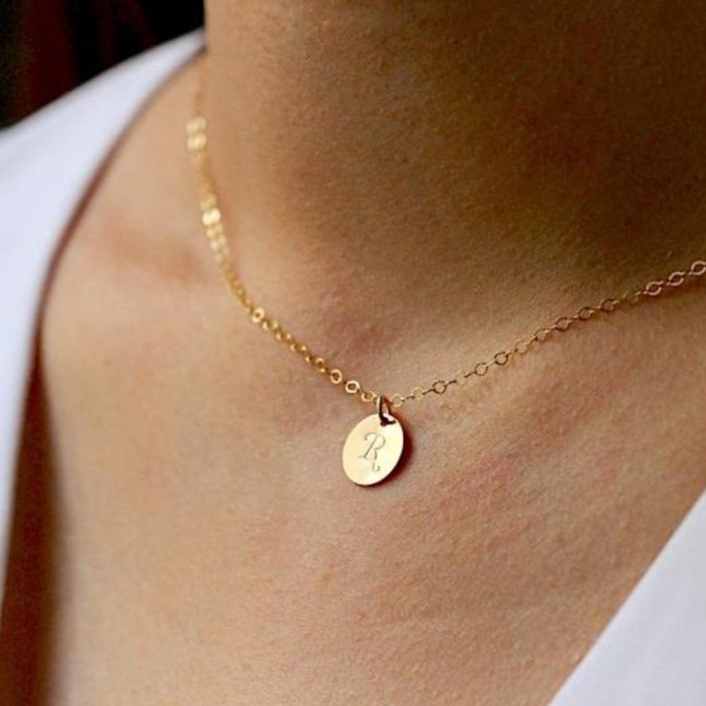 Letter M Disc Necklace